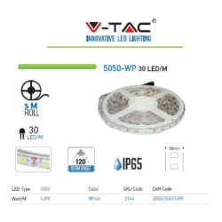 striscia 30 led al metro 12v ip65 m.5 6000°k