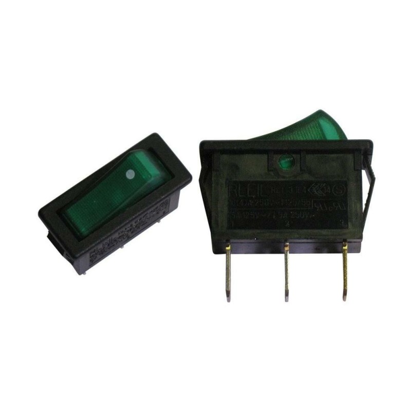 interruttore luminoso unipolare verde 15a-220v