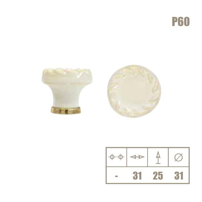 pomolo ceramica bianco mm.31