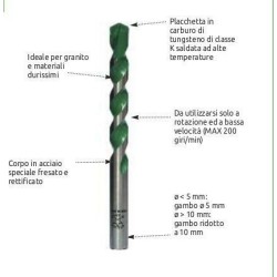 punta per granito rett. 6x100