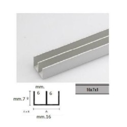 canalino alluminio doppia u 16x7 argento m.2
