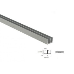 canalino alluminio doppia u 20x10 argento m.2