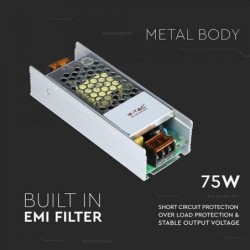alimentatore led power 12v 75w 6a