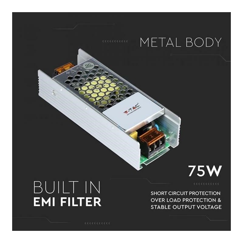 alimentatore led power 12v 75w 6a
