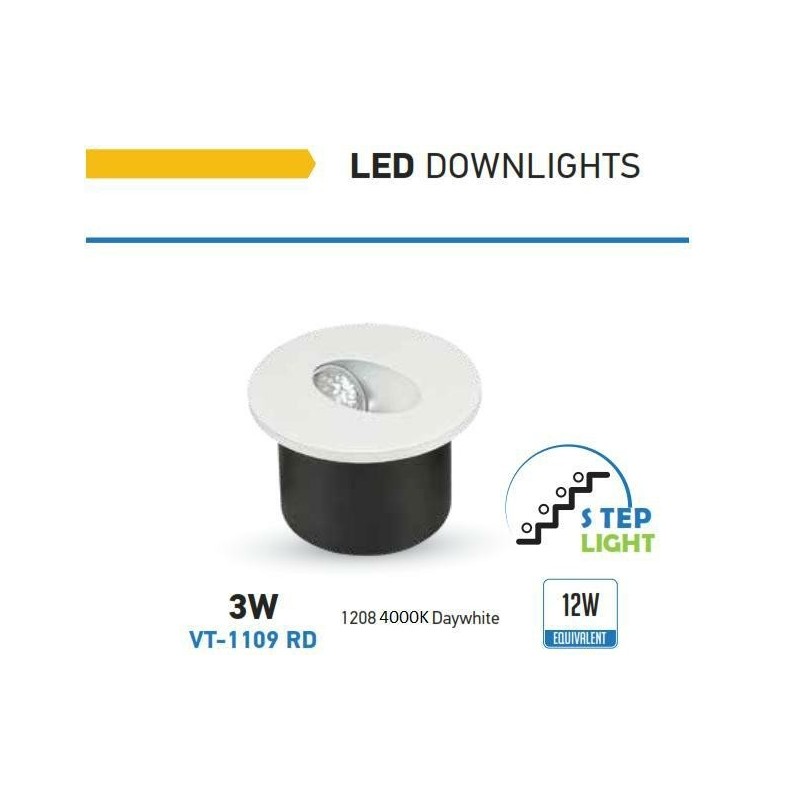 spot bianco a led luce scale rotondo 3w 4000°k