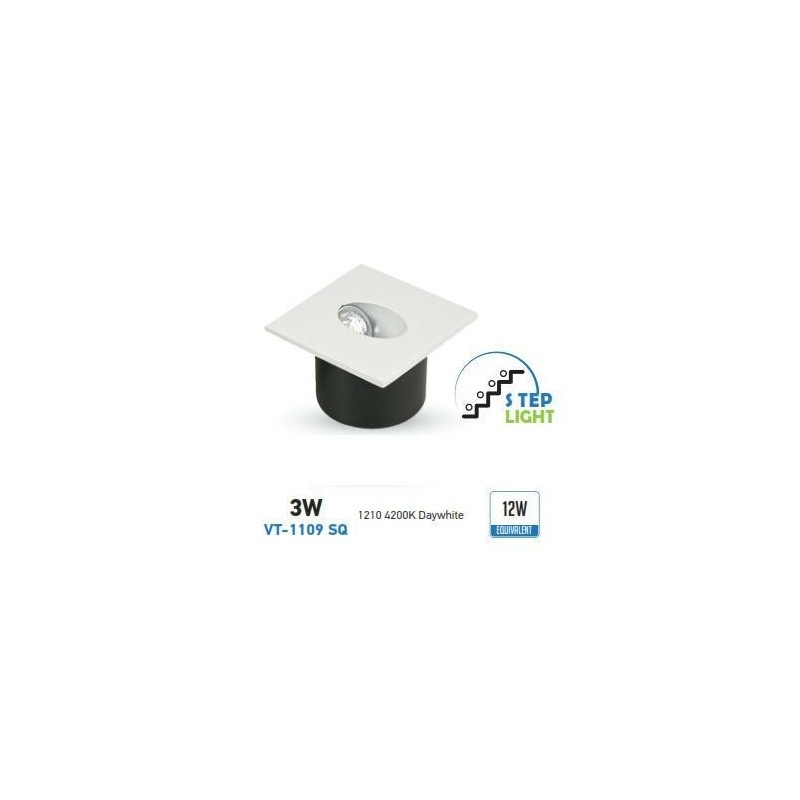 spot bianco a led luce scale quadrato 3w 4000°k