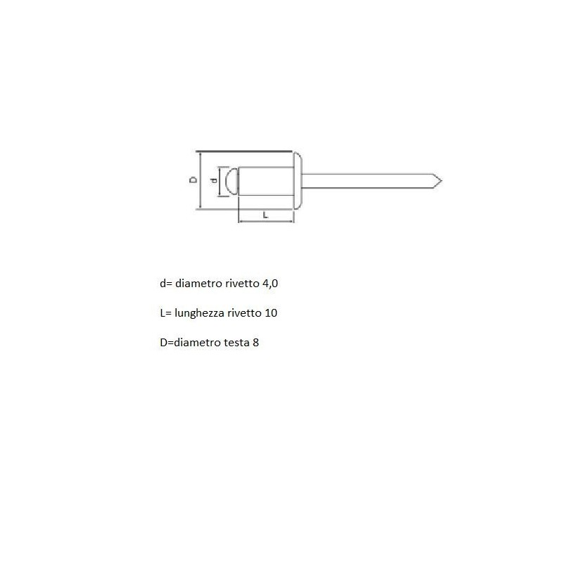 rivetti alluminio 4x10 testa di moro 100pz