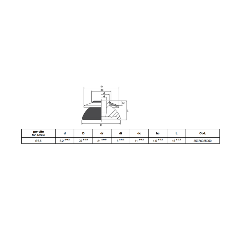 guarnizione epdm rondella inox d.25