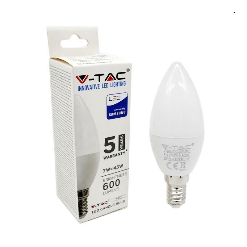 lampadina candela led samsung e14 7w 6400°k
