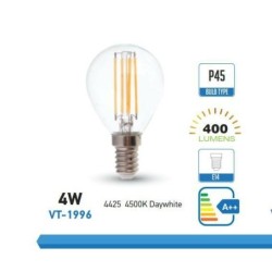 lampadina minisfera filamento a led 4500°k e14 4w