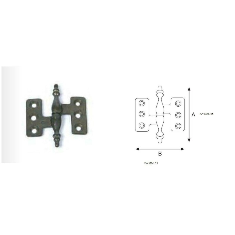 cerniera piana da 65 barocco bronzata sx