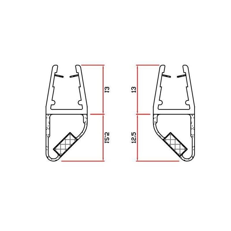 guarnizioni coppia box doccia 45° con magnete mt.2 dx-sx