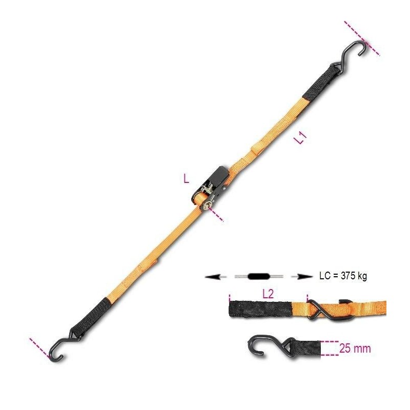 legabagagli a cric con gancio e asola mm.25 m.5