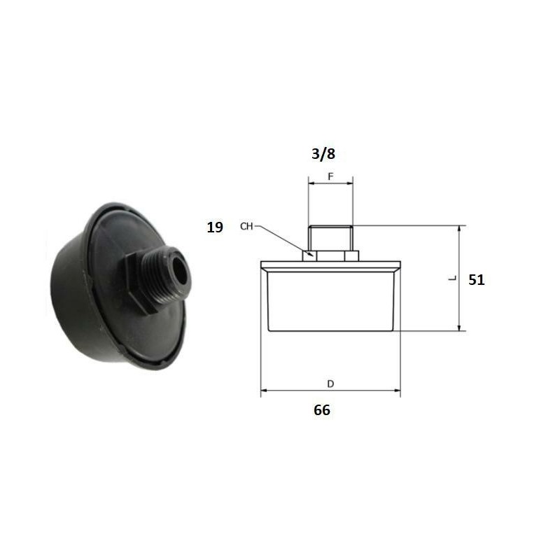 filtro aria compressore attacco 3/8