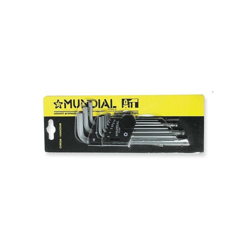 serie 9 chiavi esagonali testa sferica extra lunghe da1.5-a-10