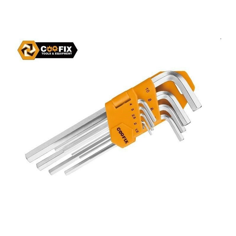 serie 9 chiavi esagonali lunghe pz.da 1.5 a 10