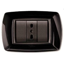 placca 3 moduli life nera con adattatore
