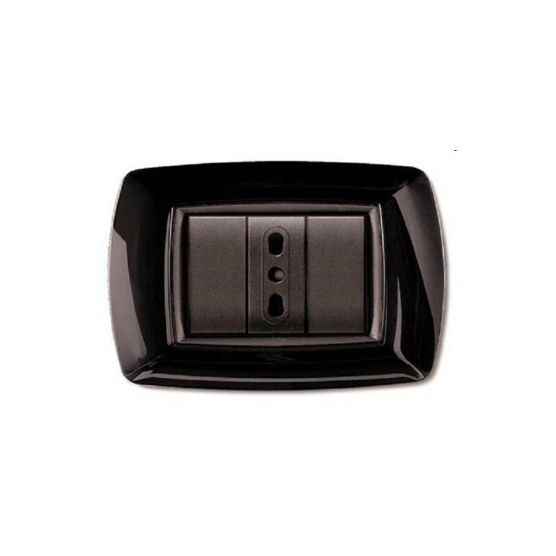 placca 3 moduli life nera con adattatore
