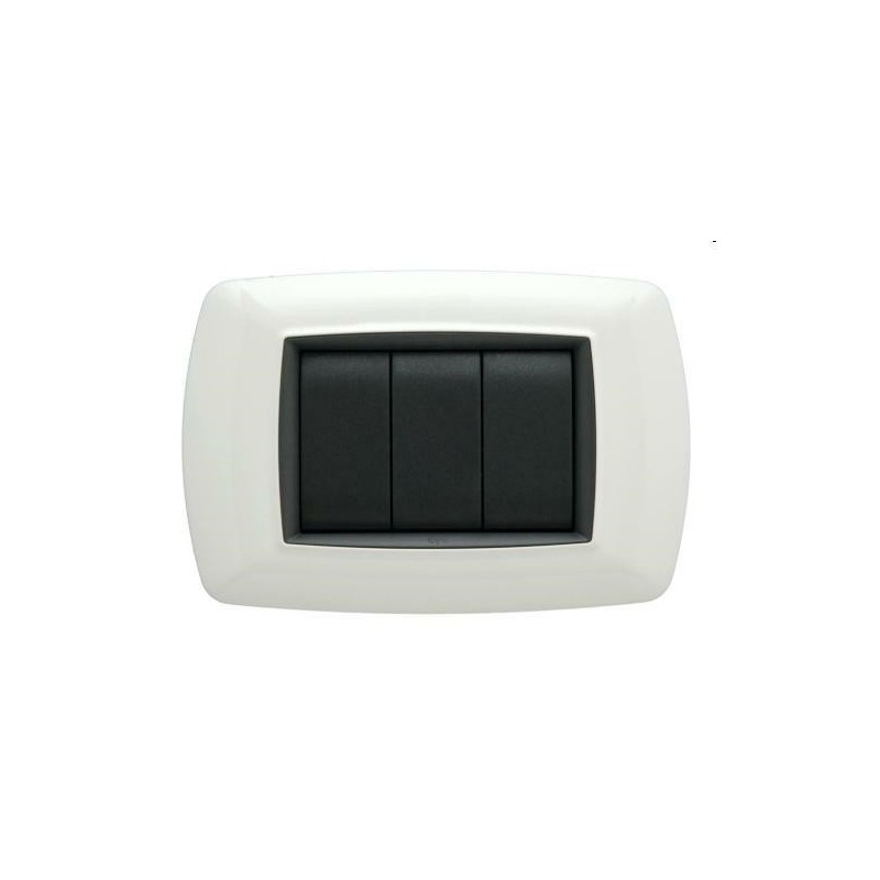 placca 3 moduli life bianca con adattatore