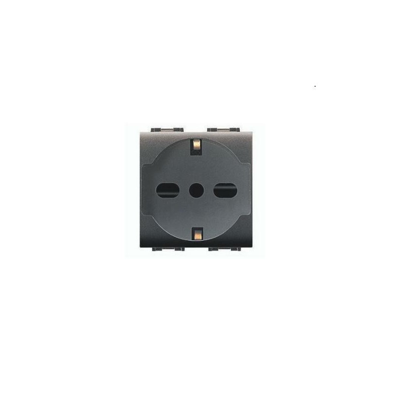 presa trivalente life nera 10/16a 2p+t
