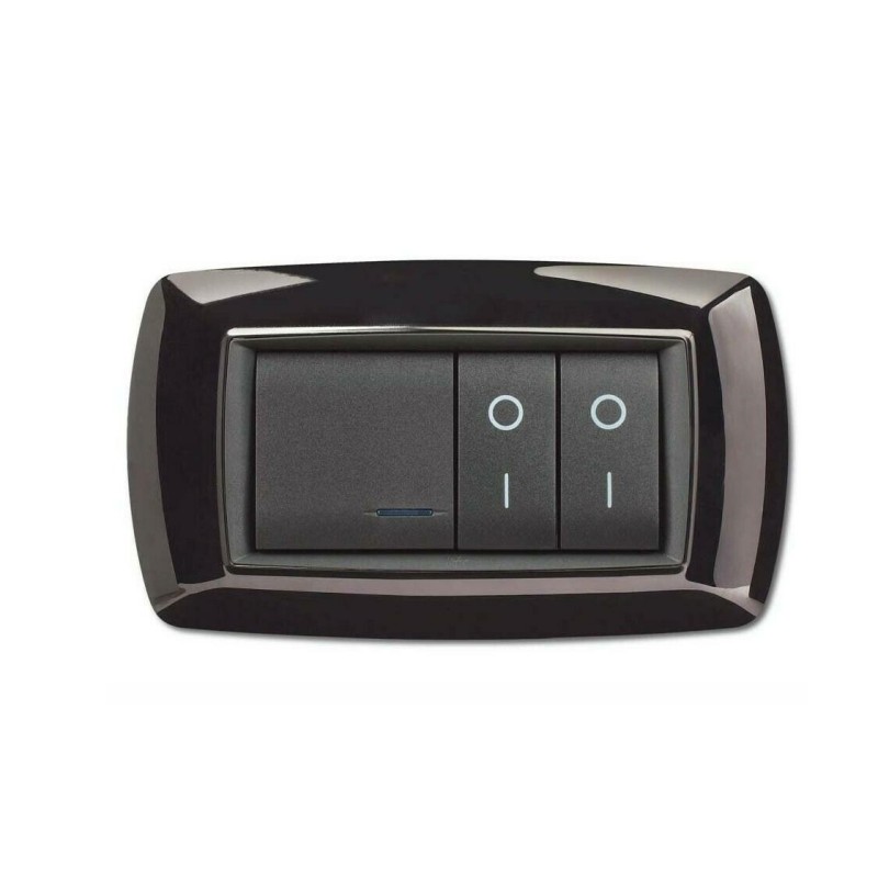 placca 4 moduli life nera con adattatore