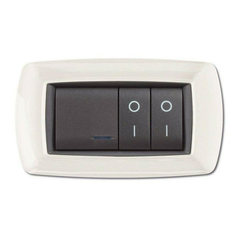 placca 4 moduli life bianca con adattatore