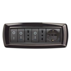 placca 7 moduli life nera con adattatore