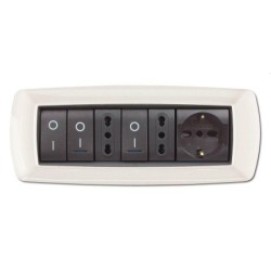 placca 7 moduli life bianca con adattatore