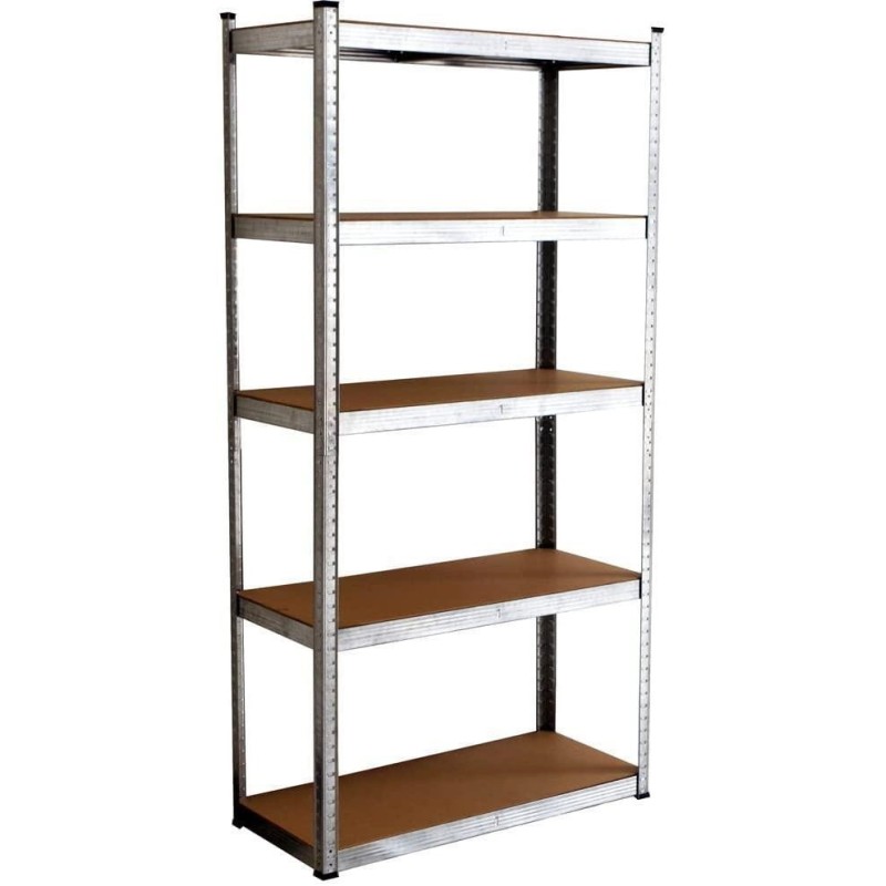 scaffale zincato 5 piani legno 90x40x180h 175 kg a ripiano