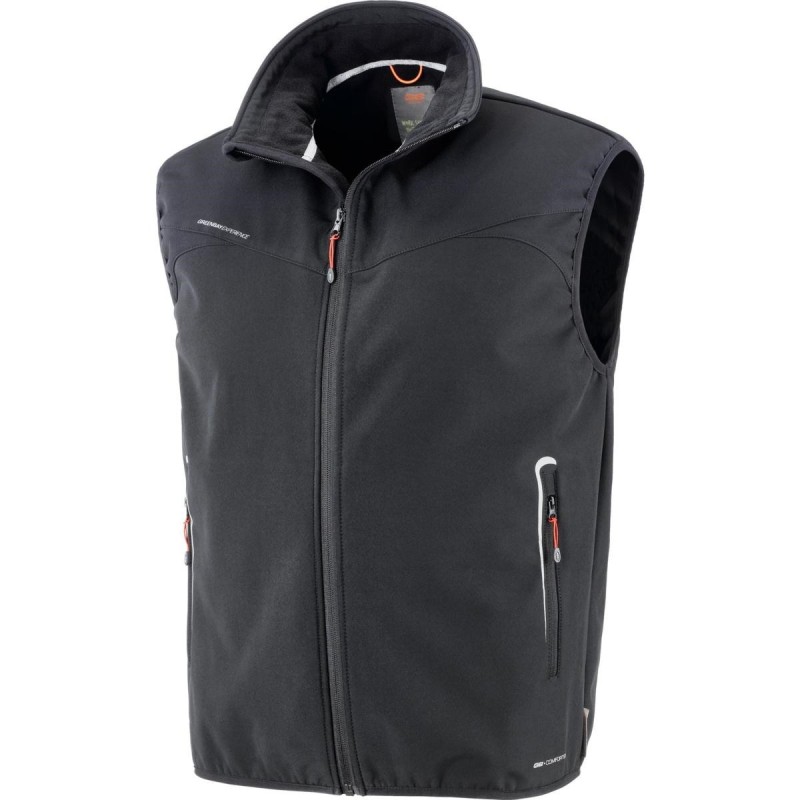 gilet softshell in 95% poliestere 5% elastan nero