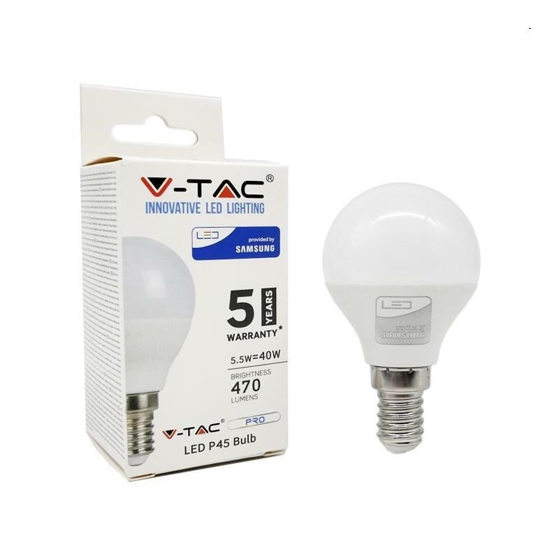 lampadina minisfera led chip samsung 4.5w e14 4000°k