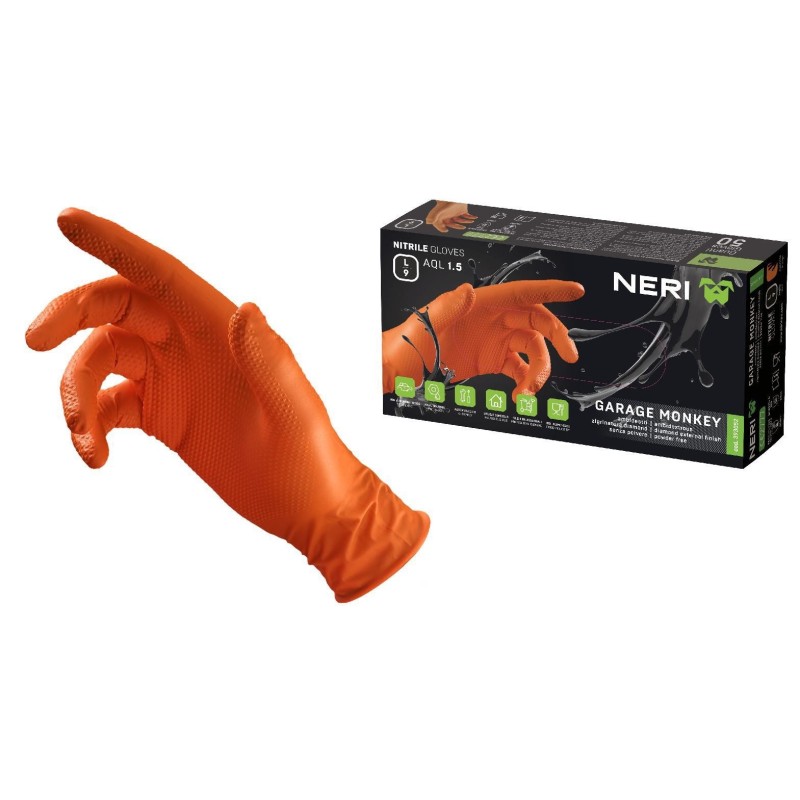 guanto nitrile arancio garage monkey 50 pz