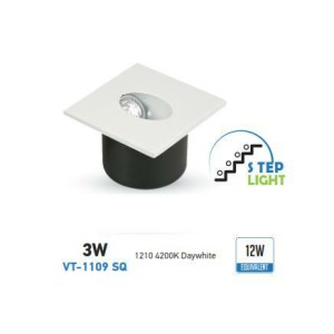 Spot Bianco A Led Luce Scale Quadrato 3W 4000°K