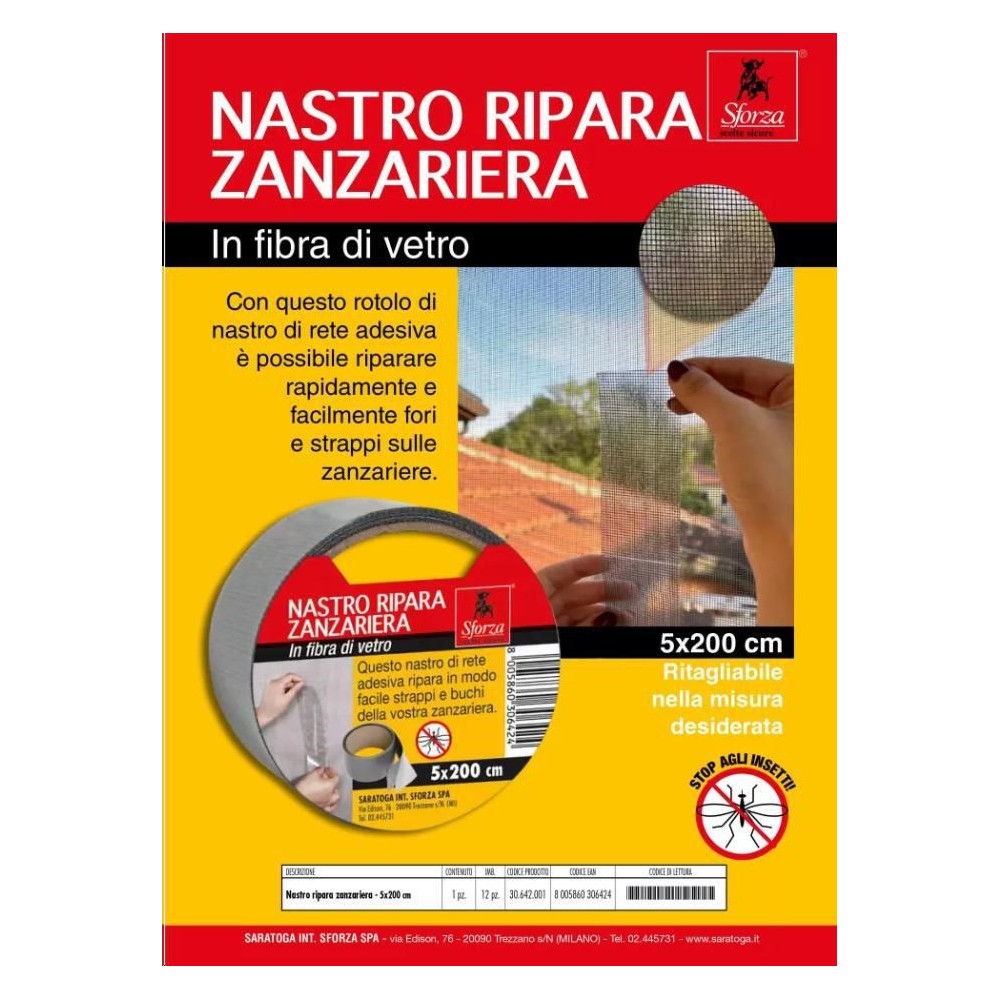 NASTRO ADESIVO RIPARA ZANZARIERA 50X2 ML.