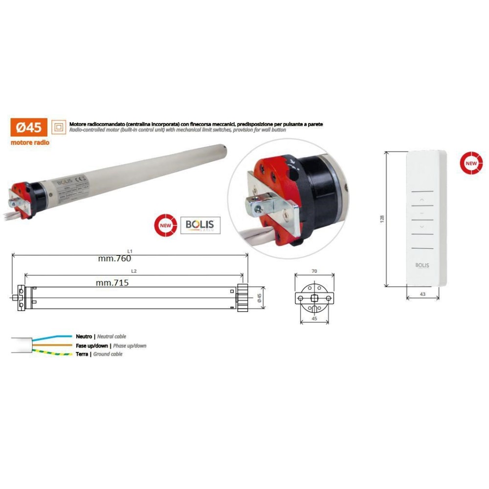 MOTORE AVVOLGIBILE 30 NM 56 KG CON TELECOMANDO