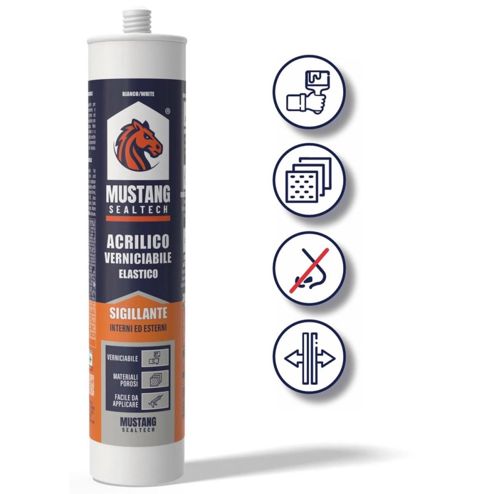 SIGILLANTE ACRILICO BIANCO MUSTANG 310 ML.