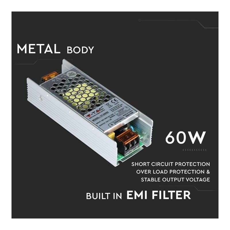 alimentatore led power 12v 60w 5 a