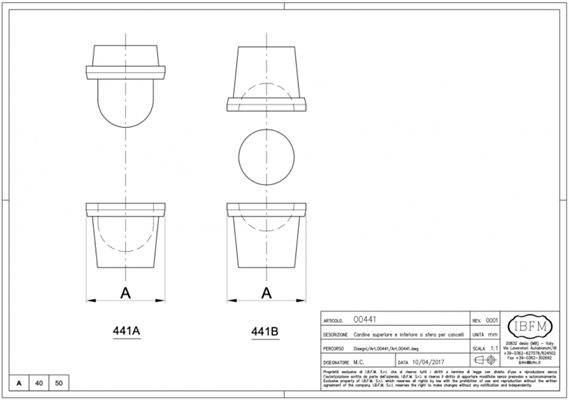 CARDINE INF.E SUP.A SFERA DA 40
