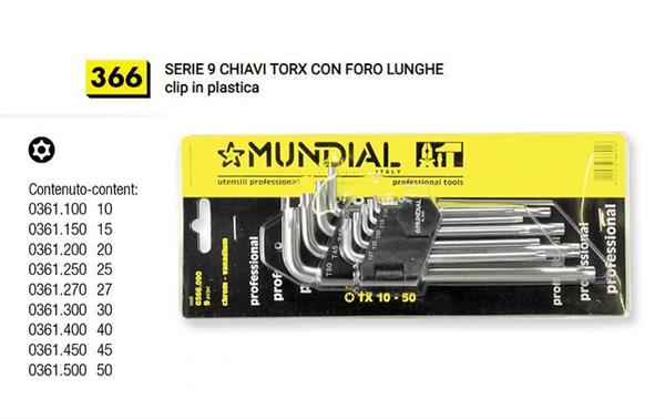 SERIE 9 CHIAVI LUNGHE RIVES TORX T10 A T50