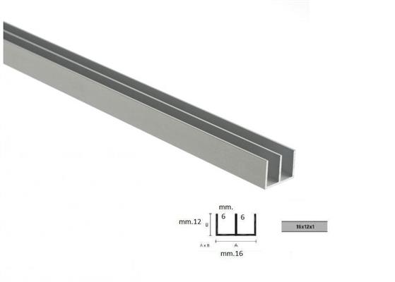 CANALINO ALLUMINIO DOPPIA U 16X12 ARGENTO M.2