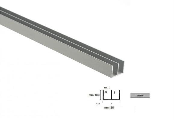 CANALINO ALLUMINIO DOPPIA U 20X10 ARGENTO M.2