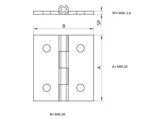 CERNIERA A LIBRO OTTONE 35X30