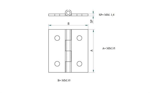 CERNIERA A LIBRO OTTONE 35X35