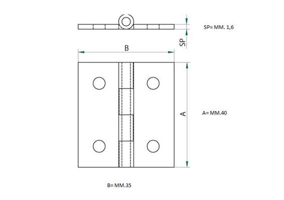 CERNIERA A LIBRO OTTONE 40X35