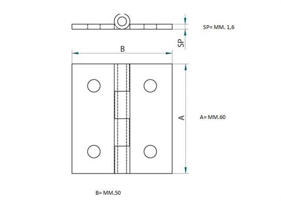 CERNIERA A LIBRO OTTONE 60X50