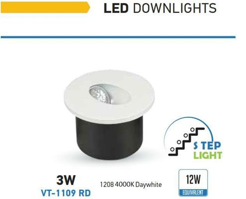 SPOT BIANCO A LED LUCE SCALE ROTONDO 3W 4000°K