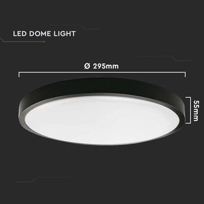 PLAFONIERA LED TONDA IP44 24W CORNICE NERA 6400°K