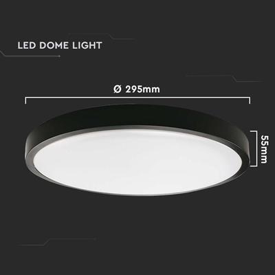 PLAFONIERA LED TONDA NERA 12W IP65 6000°K