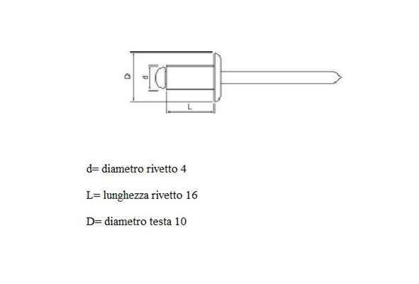RIVETTO ALLUMINIO TESTA LARGA 4X16 D.10 SFUSO