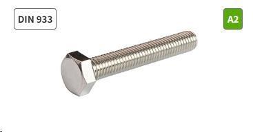 VITI T.E.DIN 933 TUTTO FILETTO ACCIAIO INOX A2